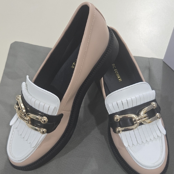 Marc Fisher Women's Loafers in White, Black, and Tan - Picture 3 of 4